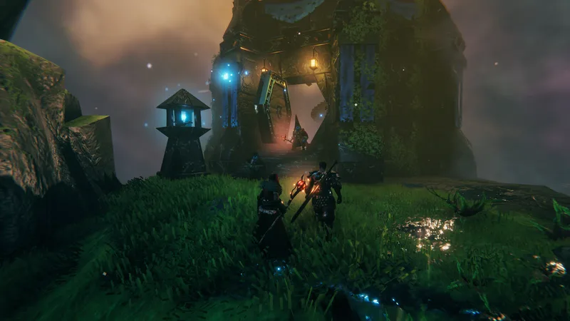 Approaching a mist-shrouded structure — where the Seekers live